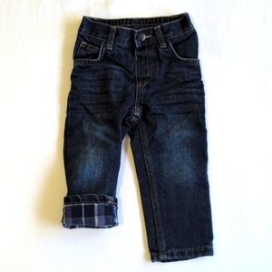 george plaid cotton flannel lined straight leg denim jeans 12-18 months baby boy
